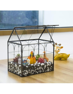 Terrario de vidrio para plantas Yimorence 22x15x26.9 cm negro 2