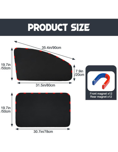 Cortinas de Privacidad para Ventanas de Auto ZATOOTO 4 Pcs Opacas