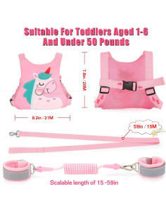 Arnés de Seguridad para Niños Rosa - Correa Antipérdida Ajustable 2