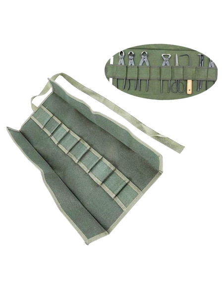 Bolsa de Almacenamiento para Herramientas de Bonsai B18JPsF 10 Bolsillos Verde