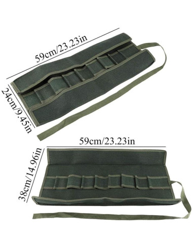 Bolsa de Almacenamiento para Herramientas de Bonsai B18JPsF 10 Bolsillos Verde