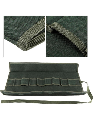 Bolsa de Almacenamiento para Herramientas de Bonsai B18JPsF 10 Bolsillos Verde