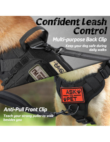 Arnés Táctico Rabbitgoo para Perros Grandes Negro L