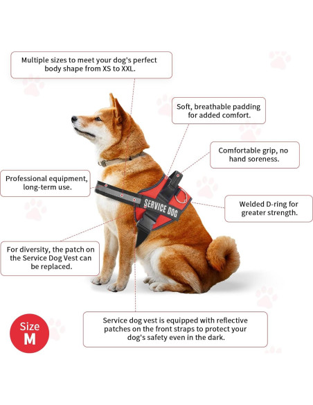 Chaleco para Perro de Servicio Opstin Mediano Rojo con Accesorios Chaleco para Perro de Servicio Opstin Mediano Rojo con Accesorios