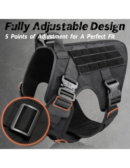 Arnés Táctico Rabbitgoo para Perros Grandes Negro L