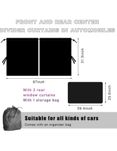 Cortinas para Ventanas de Auto Ohleats 3PCS Bloqueo UV 2