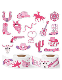 Calcomanías Vaqueras CNhoqc - 1000 Piezas Impermeables Rosa