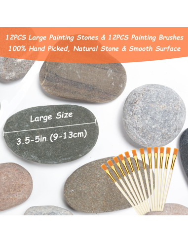 Piedras Grandes para Pintar WhistenFla 10-12.7 cm con Pinceles