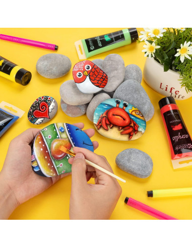 Piedras Grandes para Pintar WhistenFla 10-12.7 cm con Pinceles