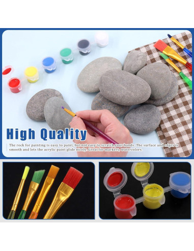 Kit de Pintura de Rocas Glarks 34Pcs - 15 Rocas Planas 5-7cm