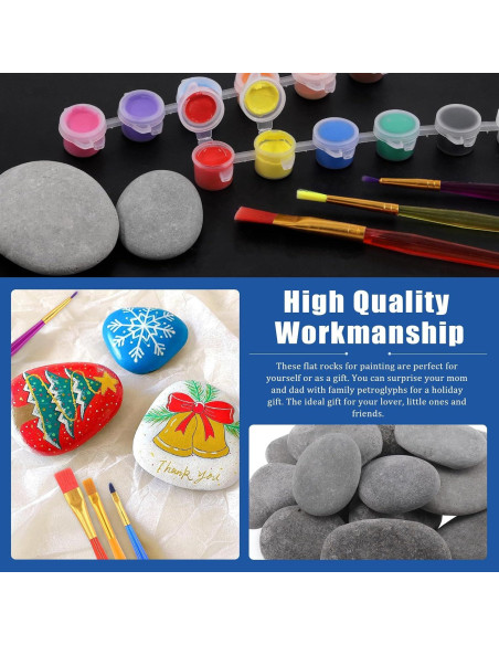 Kit de Pintura de Rocas Glarks 34Pcs - 15 Rocas Planas 5-7cm Kit de Pintura de Rocas Glarks 34Pcs - 15 Rocas Planas 5-7cm