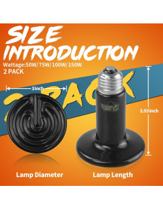 LUCKY HERP 50W Emisor de Calor Cerámico para Reptiles 2-Pack 2