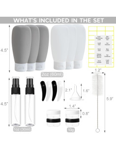 Juego de Botellas de Viaje 20 Piezas Dewsensi Aprobadas TSA 2