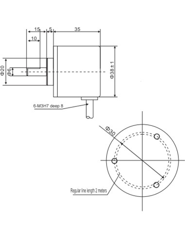 Encoder Rotativo Incremental 360P/R DC 5-24V Eje 6mm
