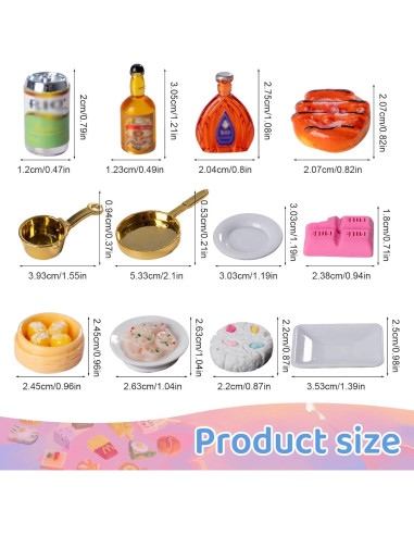 155 Piezas Mini Comida y Bebidas Juguete Accesorios Resina