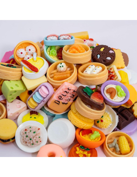 155 Piezas Mini Comida y Bebidas Juguete Accesorios Resina