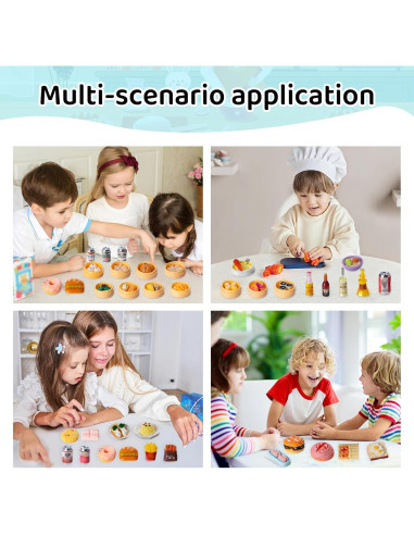 155 Piezas Mini Comida y Bebidas Juguete Accesorios Resina