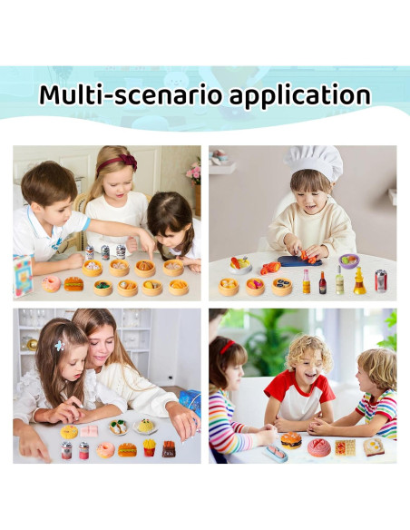 155 Piezas Mini Comida y Bebidas Juguete Accesorios Resina