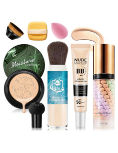 Set de Maquillaje 7PCS Crema CC y BB + Polvo Suelto + Esponjas
