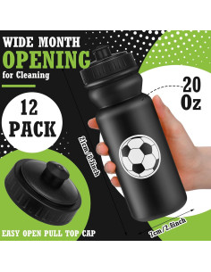 Botellas de Agua Squeeze Nitial 20 Unidades 591 ml Fútbol Negro 2