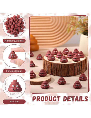 25 Mini Figuras de Caca de Goma para Fiestas y Bromas