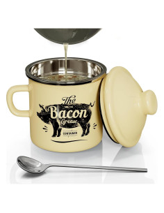 Contenedor de Grasa de Tocino PGYARD 425g con Colador Beige