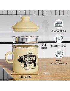 Contenedor de Grasa de Tocino PGYARD 425g con Colador Beige 2