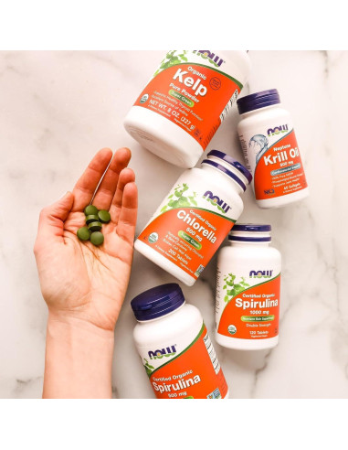 NOW Foods Chlorella Orgánica 500 mg 200 Tabletas - Superalimento Verde
