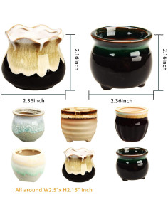 Set de 6 Macetas Pequeñas Brajttt de Cerámica con Drenaje 6.35 cm 2