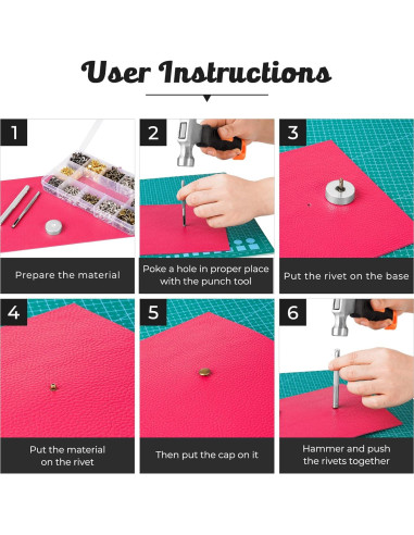 Kit de Remaches de Cuero JETMORE 420 Piezas 4 Colores 3 Tamaños
