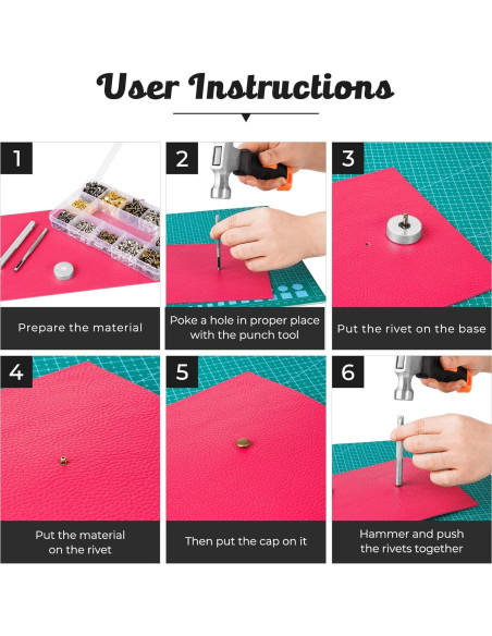Kit de Remaches de Cuero JETMORE 420 Piezas 4 Colores 3 Tamaños