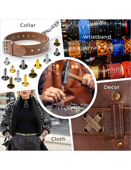 Kit de Remaches de Cuero JETMORE 420 Piezas 4 Colores 3 Tamaños