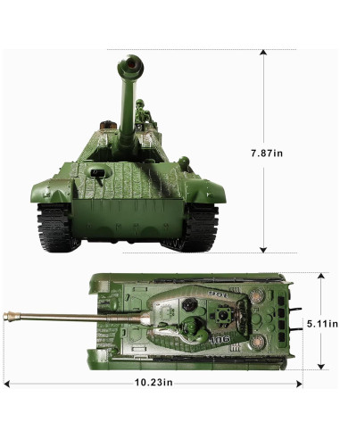 Tanque RC King Tiger Alemán 1:28 Control Remoto con Soldados