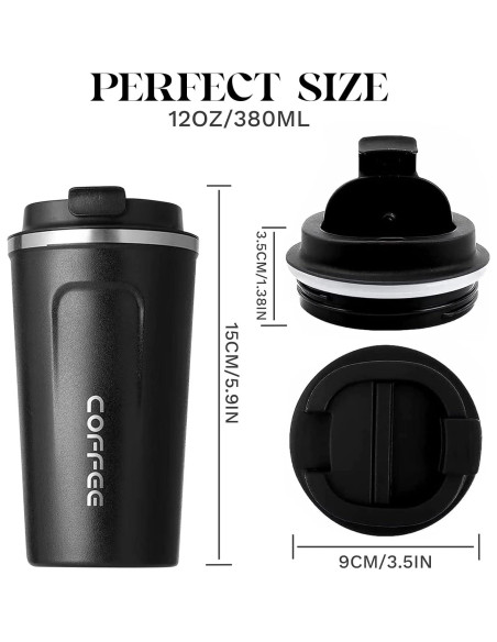 Taza de Café de Viaje YINBAOGE 380ml Aislada Antiderrames