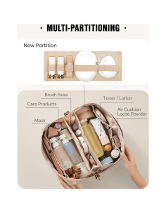 Bolsa de Maquillaje EACHY Grande Beige Impermeable para Mujeres 2