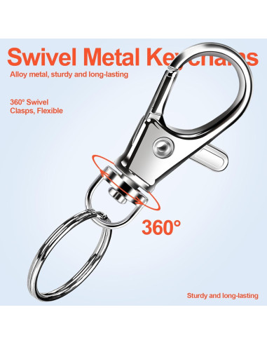 Kit de Llaveros LEOBRO 60pcs Ganchos y Anillos de Llave Plata