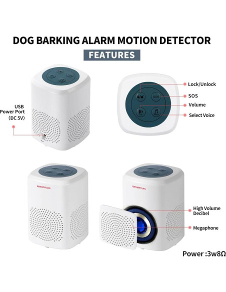 Alarma de Movimiento Ranxinyuan con Ladrido de Perro y Control Remoto Alarma de Movimiento Ranxinyuan con Ladrido de Perro y Control Remoto