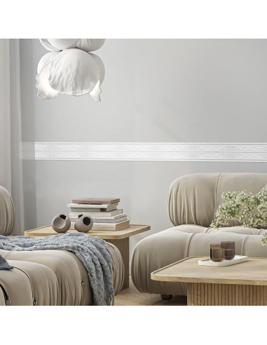 Frontera de Papel Tapiz Autoadhesiva Orgthin 180x8cm 3D Blanco