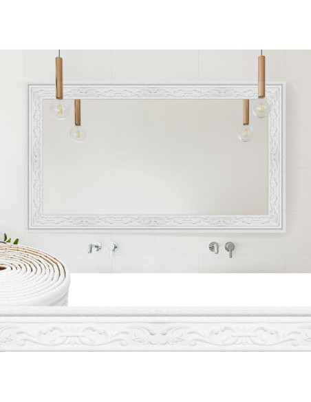 Frontera de Papel Tapiz Autoadhesiva Orgthin 180x8cm 3D Blanco