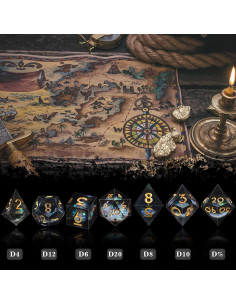 Set de 7 Dados DND AUSTOR de Resina Líquida - Negro 2