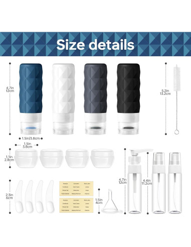 Juego de Botellas de Viaje 20 Piezas PHOVSUV Silicona TSA