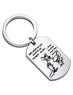 Llavero Inspirador Pinky y Cerebro - Acero Inoxidable 4x2.5cm
