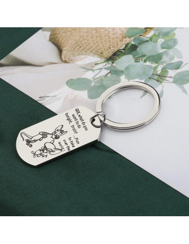 Llavero Inspirador Pinky y Cerebro - Acero Inoxidable 4x2.5cm