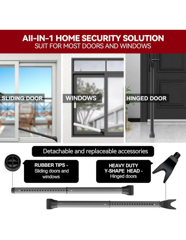 Barra de Seguridad para Puerta AceMining Ajustable 53-117 cm Gris