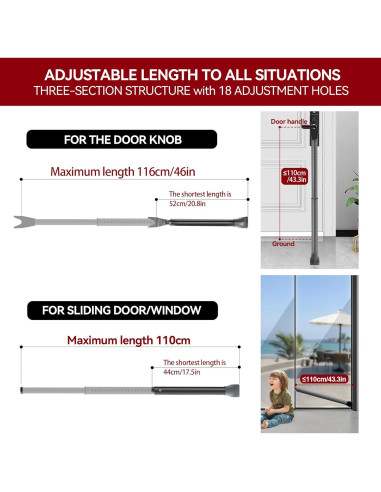 Barra de Seguridad para Puerta AceMining Ajustable 53-117 cm Gris