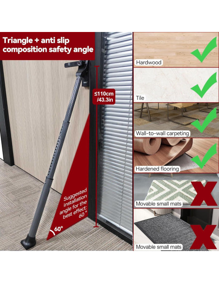 Barra de Seguridad para Puerta AceMining Ajustable 53-117 cm Gris