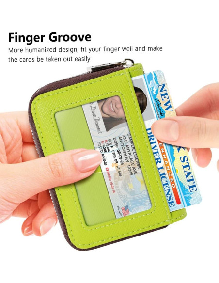 Cartera Compacta FurArt para Mujeres con Bloqueo RFID Verde