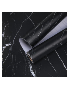 Papel Contacto Autoadhesivo Mármol Negro Mate 30x200 cm