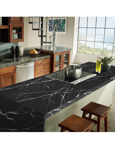 Papel Contacto Autoadhesivo Mármol Negro Mate 30x200 cm