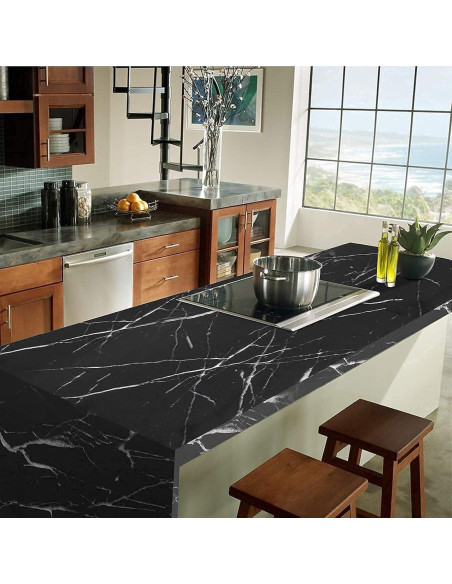 Papel Contacto Autoadhesivo Mármol Negro Mate 30x200 cm